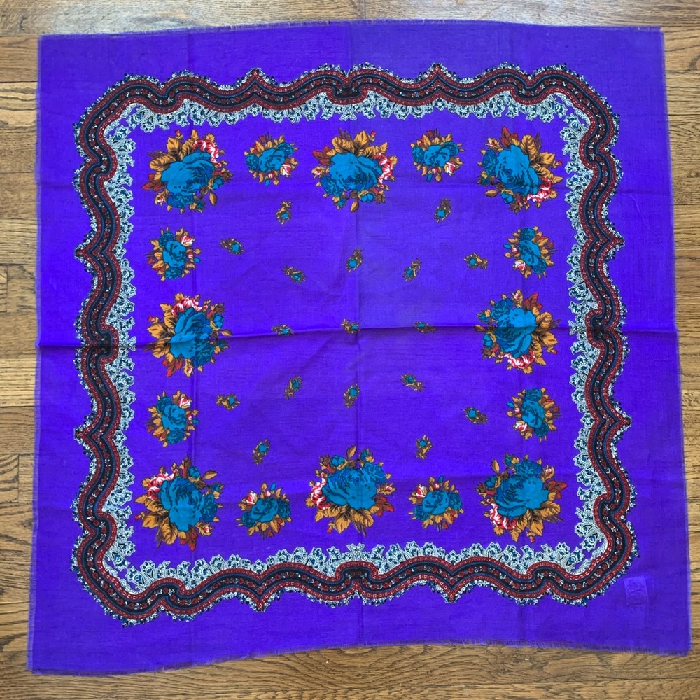 Purple printed square scarf